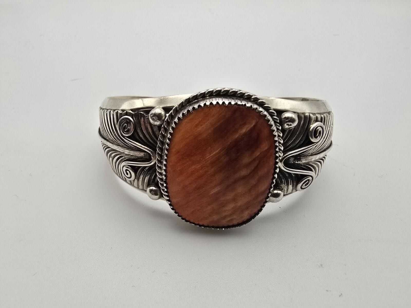 Other Signed Vintage Navajo Sterling Silver Leaf Cuff Tahe Size ONE SIZE - 2 Thumbnail