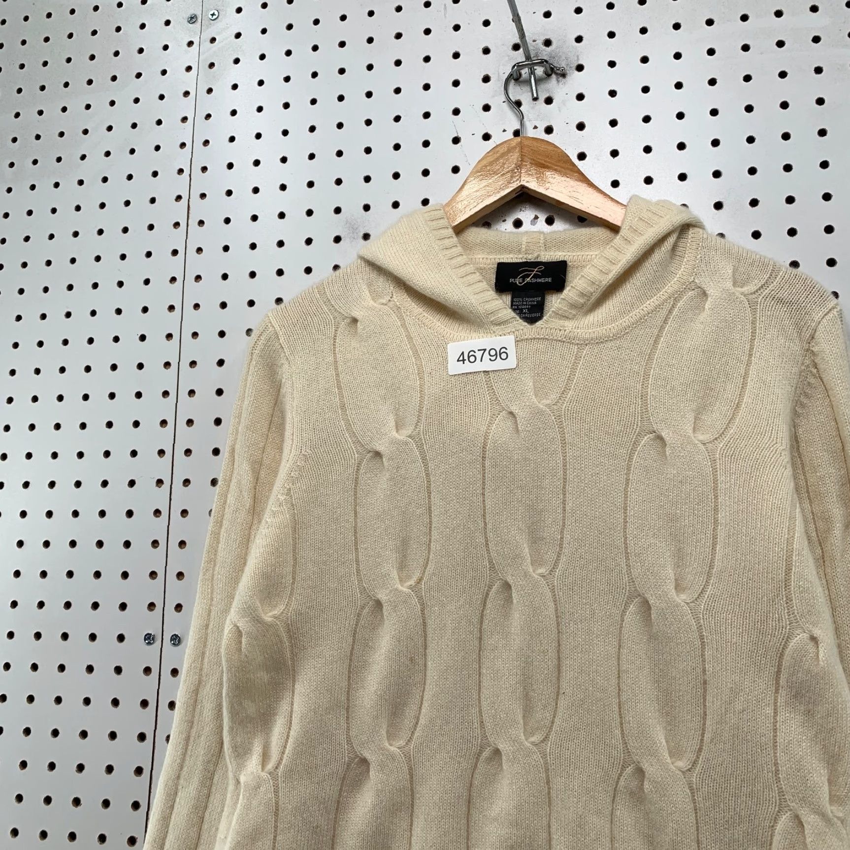 Vintage VINTAGE Pure Cashmere 100% Cashmere Sweater Hoodie Womens XL Beige Cable Knit Soft Size XL / US 12-14 / IT 48-50 - 6 Thumbnail