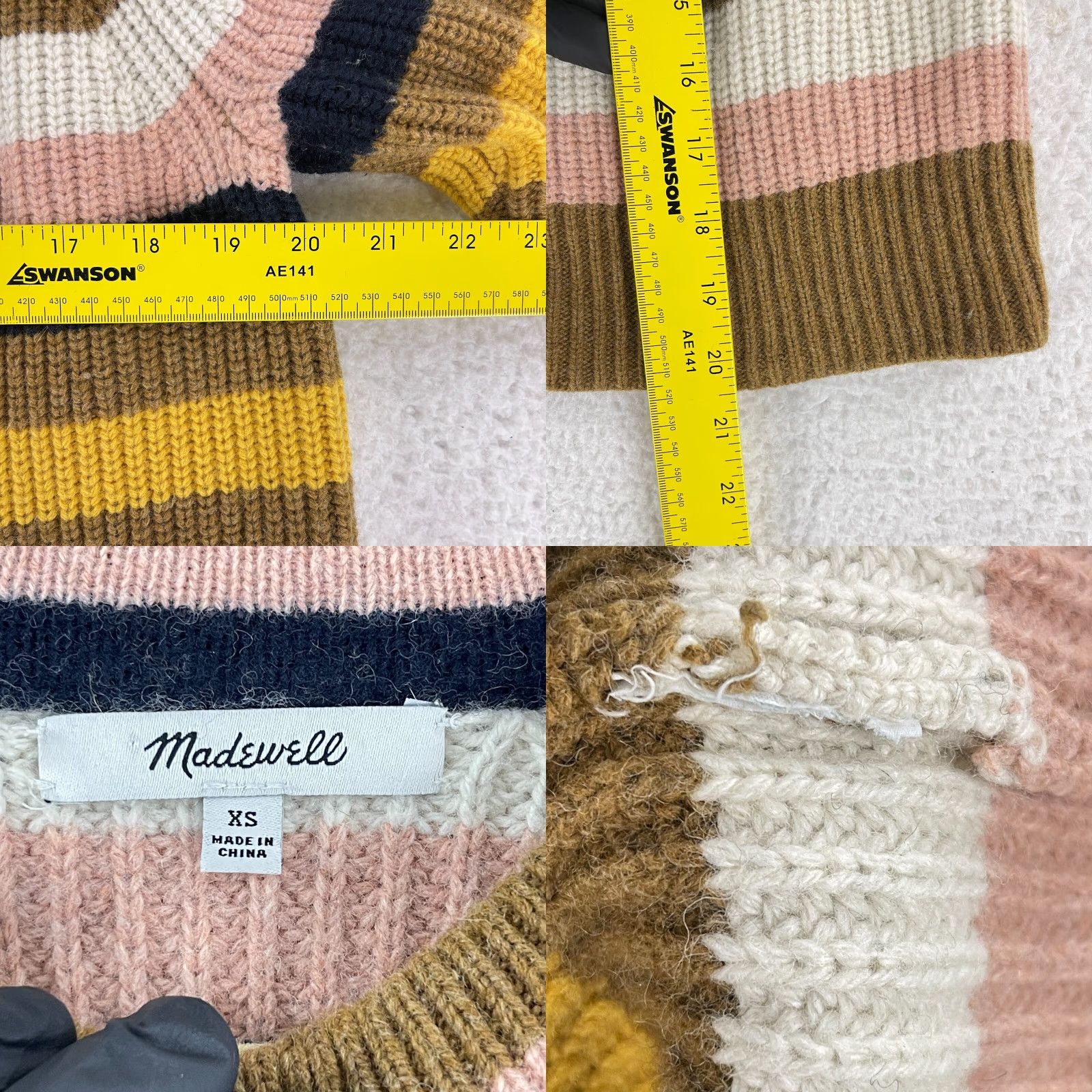 Madewell Madewell Pullover Sweater Womens XS Brown Striped Long Sleeve Knit Crew Neck Casual Vintage? Size XS / US 0-2 / IT 36-38 - 8 Thumbnail