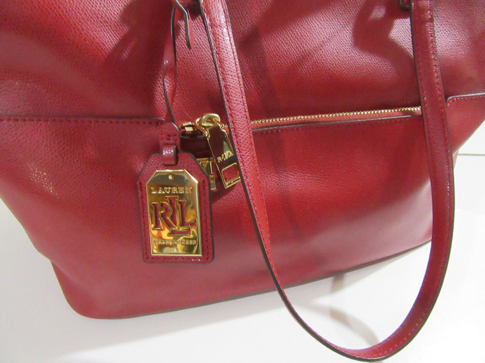 Lauren Ralph Lauren Lauren Ralph Lauren Whitby Leather Pocket Tote Purse Handbag Size ONE SIZE - 8 Thumbnail