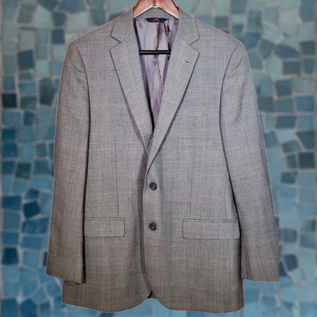 Brooks Brothers Brooks Brothers Sport Coat Glen Plaid Wool Fitzgerald Fit 40R Mens 346 Notch Lapel 2-Button 4-Button Sleeve Regular Gray Blue Size US XXS / EU 40 - 1 Thumbnail