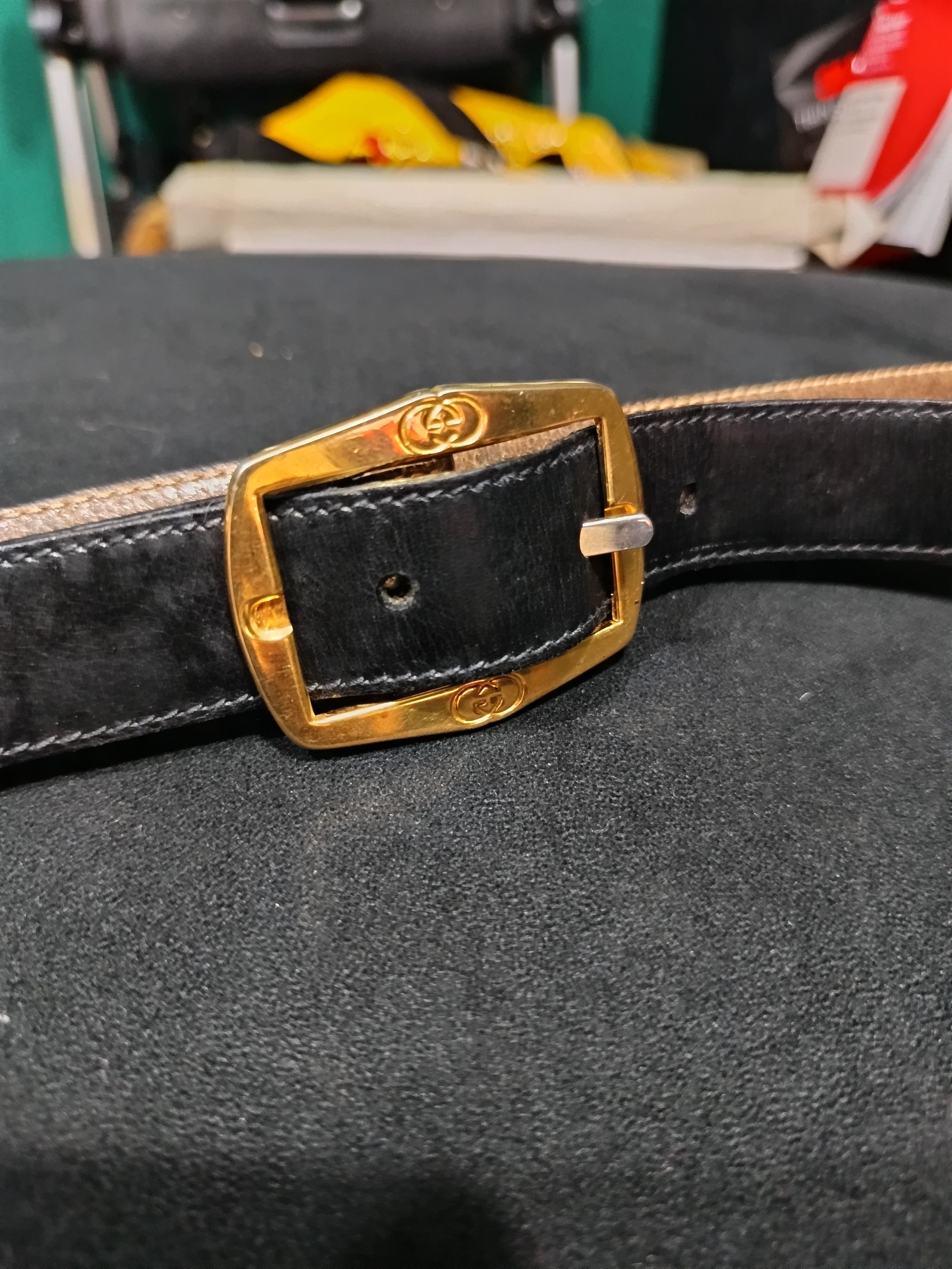 Gucci Vintage 80s gold gucci reversible belt Size 38 - 2 Thumbnail