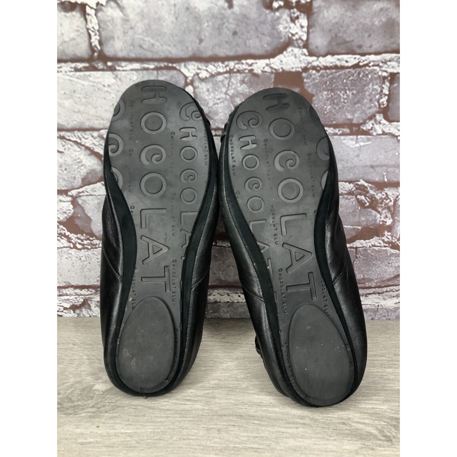 Chocolate Chocolate Blu CAM2 Black Pleated Leather Ballet Flats Shoes Size US 8 / IT 38 - 9 Thumbnail