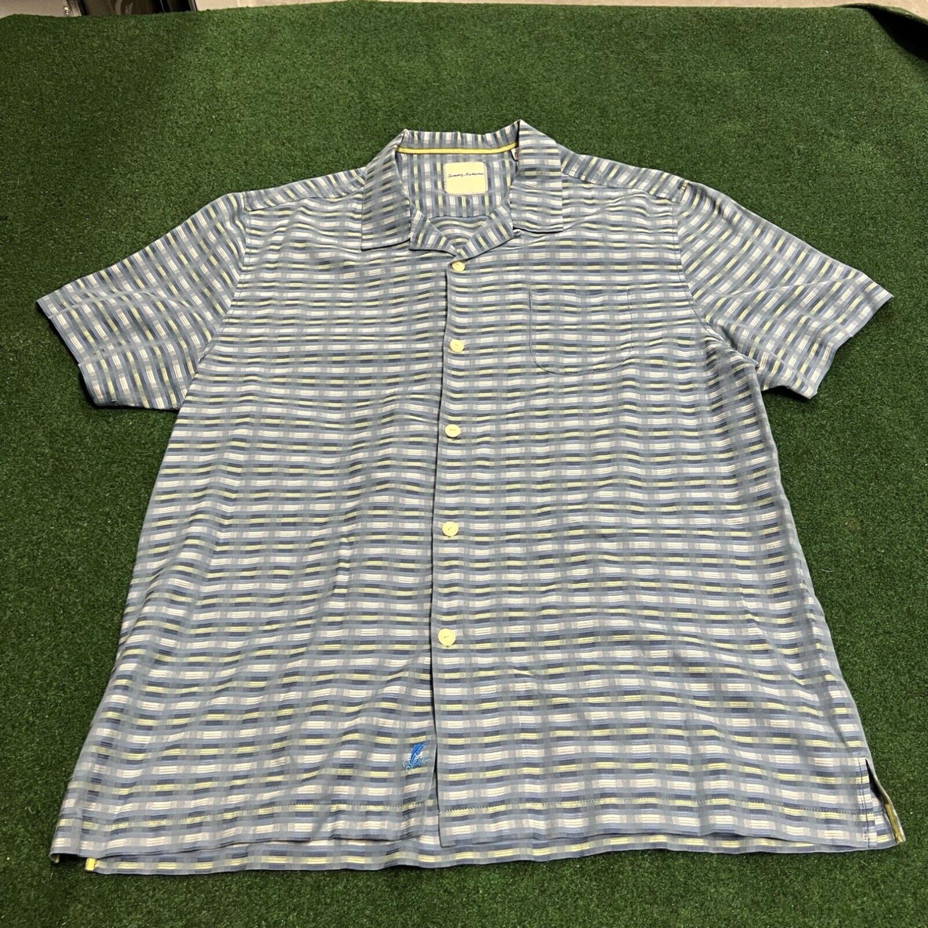 Tommy Bahama Tommy Bahama Hawaiian Shirt Mens XL 100% Silk Stripe Short Sleeve Button Up Blue Size US XL / EU 56 / 4 - 1 Thumbnail
