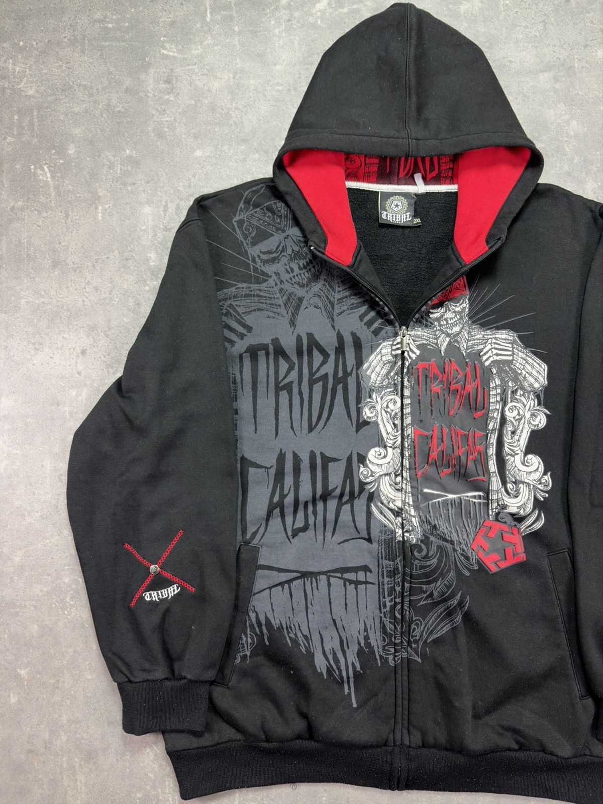 Tribal Streetwear Tribal Gear Printed Skull Baggy Zip Hoodie XXL Affliction Size US XXL / EU 58 / 5 - 3 Thumbnail