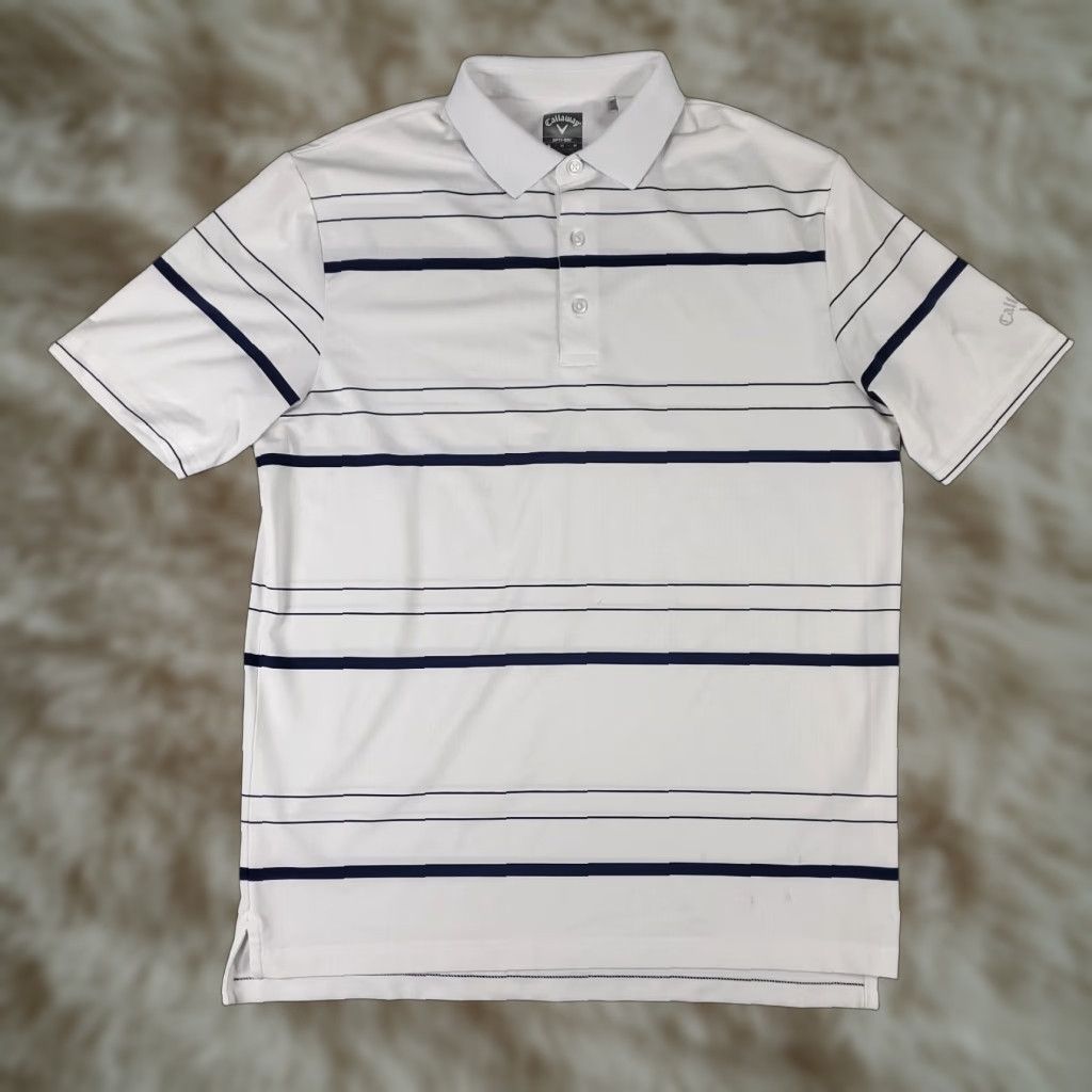 Callaway Callaway Polo Shirt Mens Size Medium White Striped Casual Golf Short Sleeve Shirt Polo Mens Size US M / EU 48-50 / 2 - 1 Thumbnail