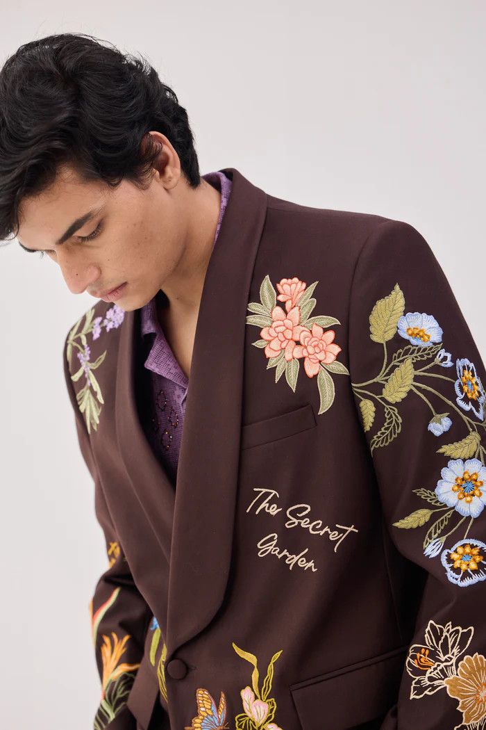 Other Men 2PC Customized floral embroidery western cocktail outfit Size 46R - 3 Thumbnail