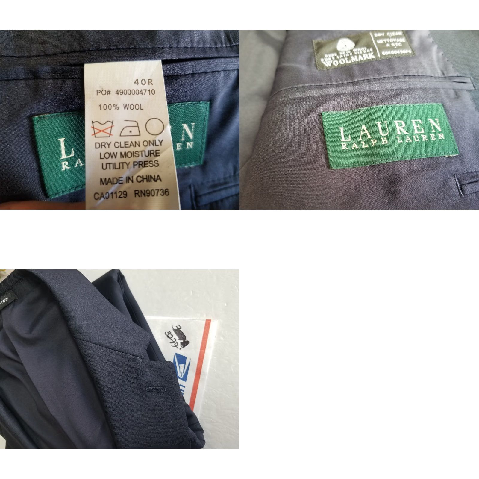 Ralph Lauren LAUREN RALPH LAUREN Sport Coat Blazer Jacket Men 40R Wool Tweed Two-Button Blue Black 2 Button Single-Breasted Dry Clean Only Size 40R - 9 Thumbnail