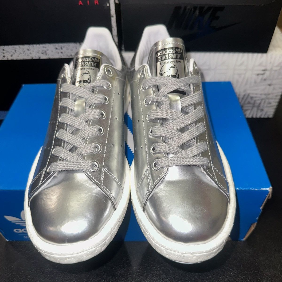 Adidas Size 8W - adidas Stan Smith Boost Metallic Silver - BB0108 Size US 8 / IT 38 - 4 Thumbnail