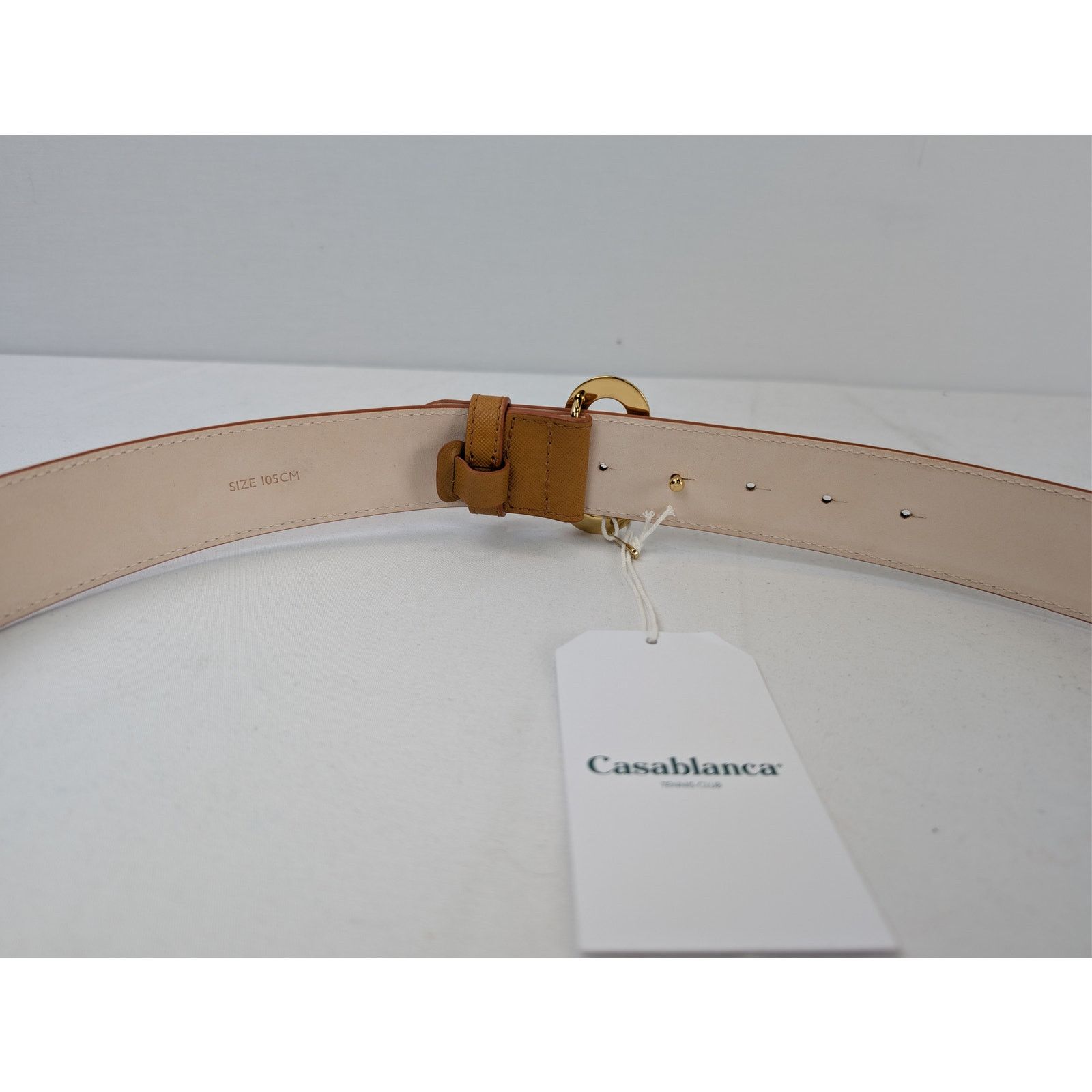 Casablanca o1rshd1 Size: 105cm / Men's Leather CC Logo Buckle Belt Tan Size 42 - 7 Thumbnail