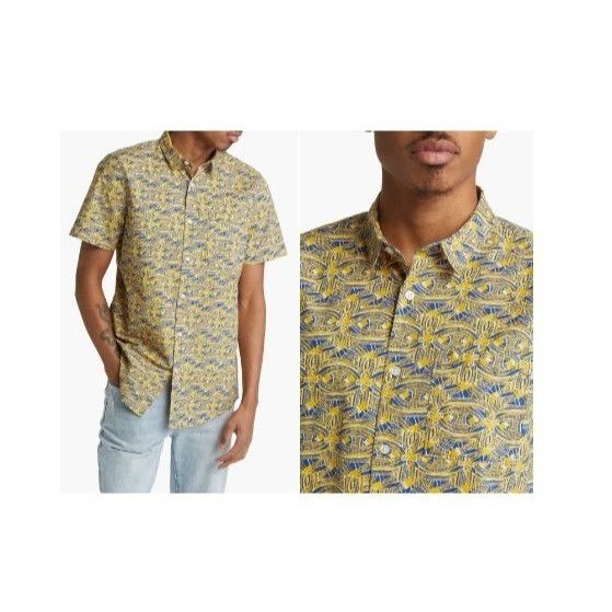 BP. BP Abstract Leaf Print Short Sleeve Button-Up Shirt, Sz. S Size US S / EU 44-46 / 1 - 2 Thumbnail