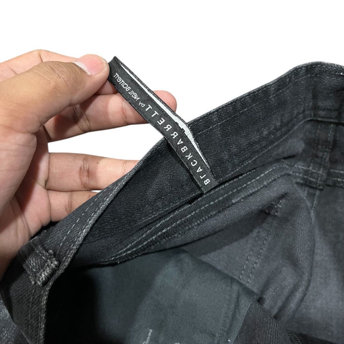 Black Barrett BlackBarret Jeans By Neil Barret Waxed Raw Denim Size US 33 - 9 Thumbnail