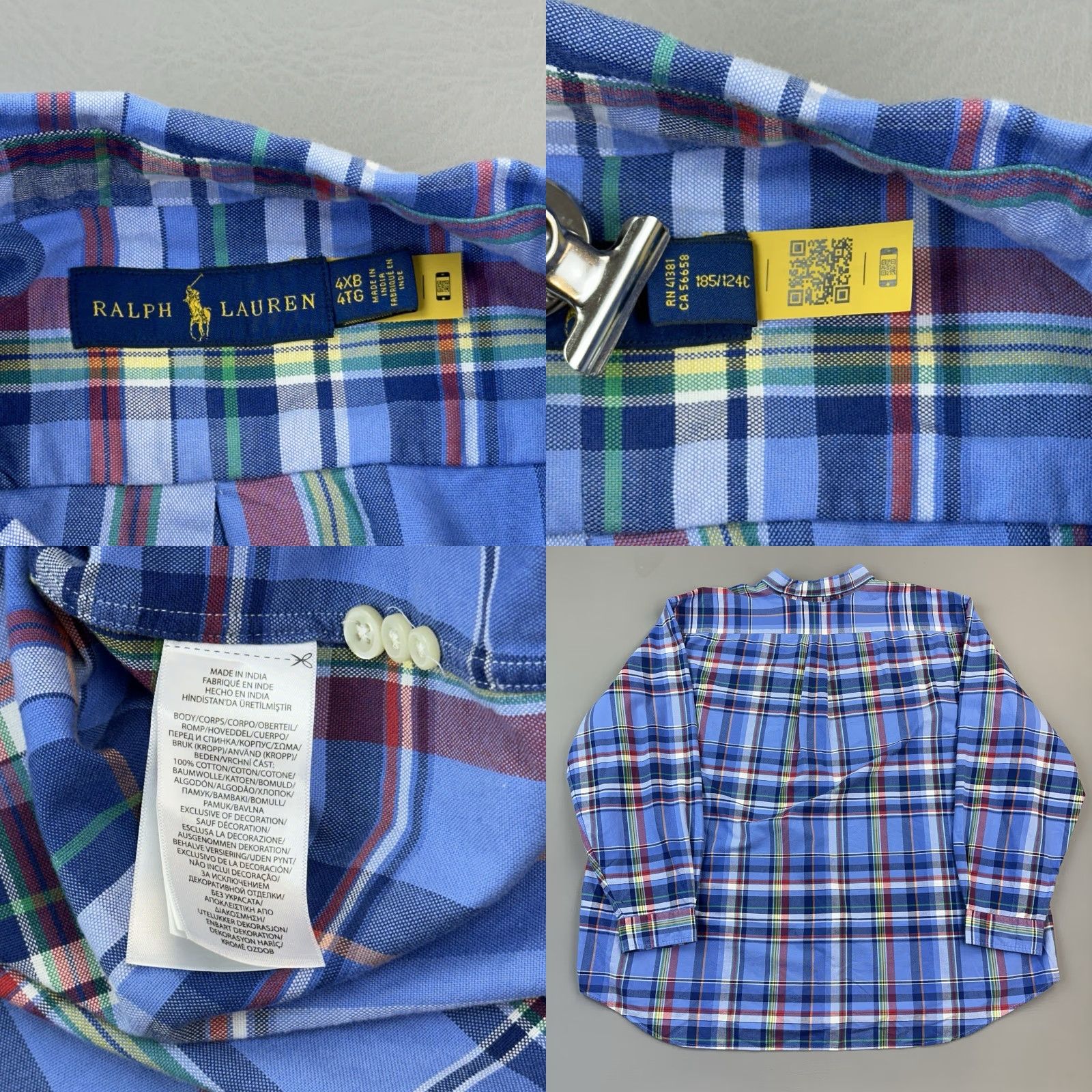 Ralph Lauren Ralph Lauren Shirt Mens 4XB Blue Plaid Oxford Long Sleeve Button Down Casual NWT Size US XXL / EU 58 / 5 - 8 Thumbnail