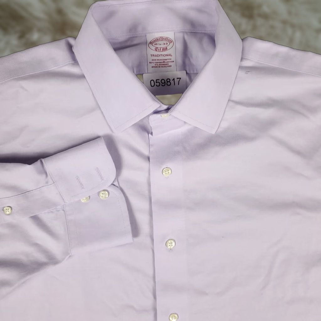 Brooks Brothers Brooks Brothers Shirt Mens 16.5 Purple Dress Shirt Traditional Button Up Long Sleeve Size 42R - 1 Thumbnail