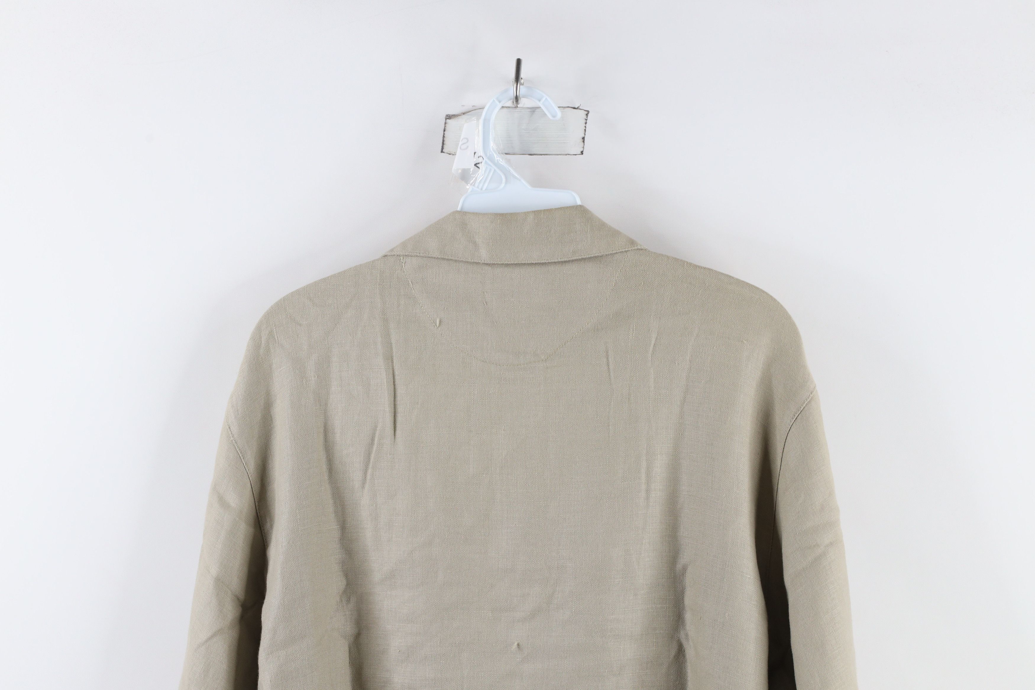 Esprit × Vintage Vintage 90s Esprit Linen Looped Collar Button Shirt Beige Size M / US 6-8 / IT 42-44 - 13 Thumbnail