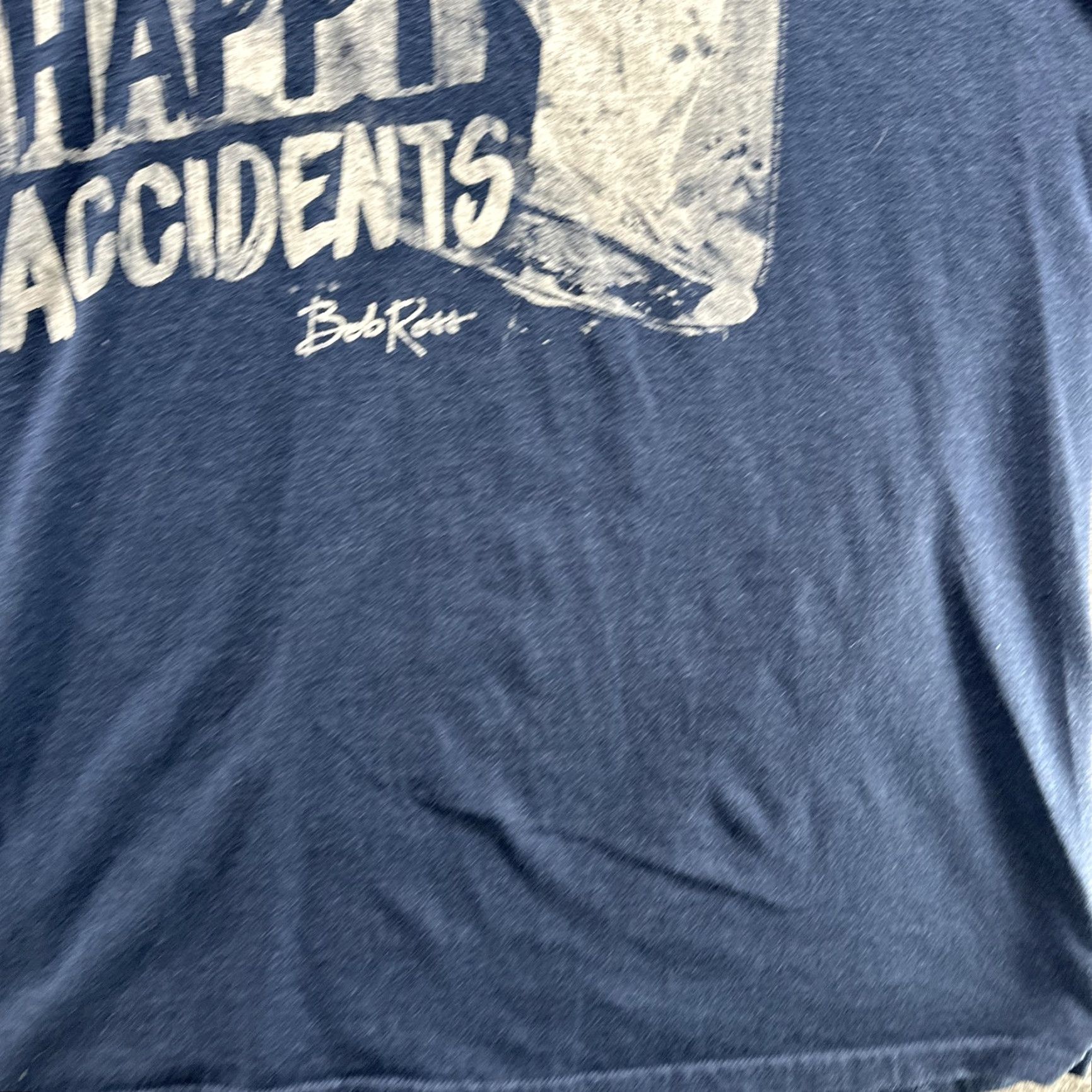 Vintage Bob Ross Shirt Mens Large Navy Blue No Mistakes Happy Accidents Graphic Tee Size US L / EU 52-54 / 3 - 6 Thumbnail