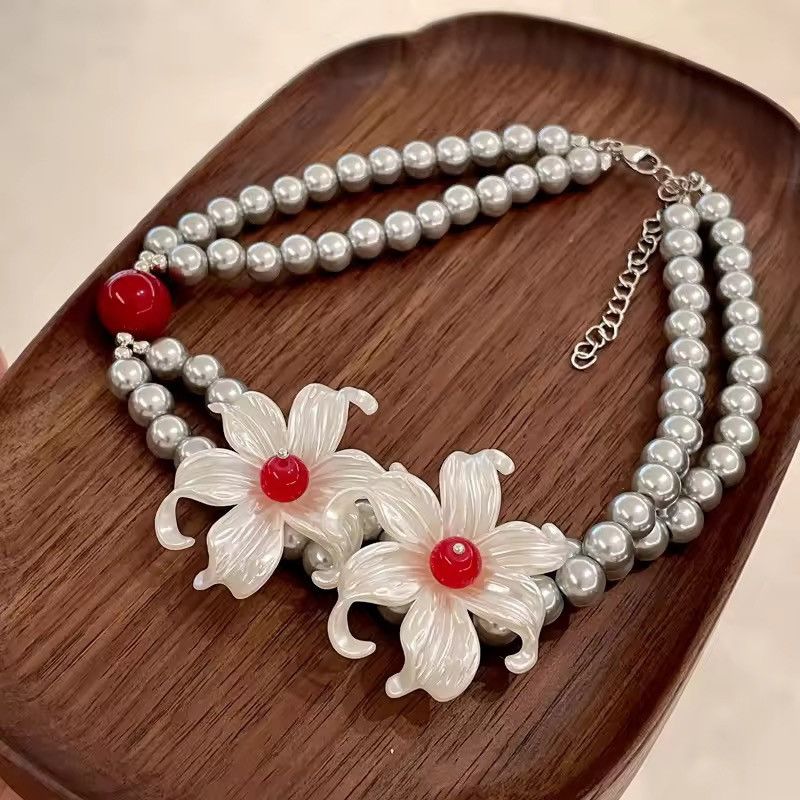 Vintage Flowers Double Chain Necklace Size ONE SIZE - 4 Thumbnail