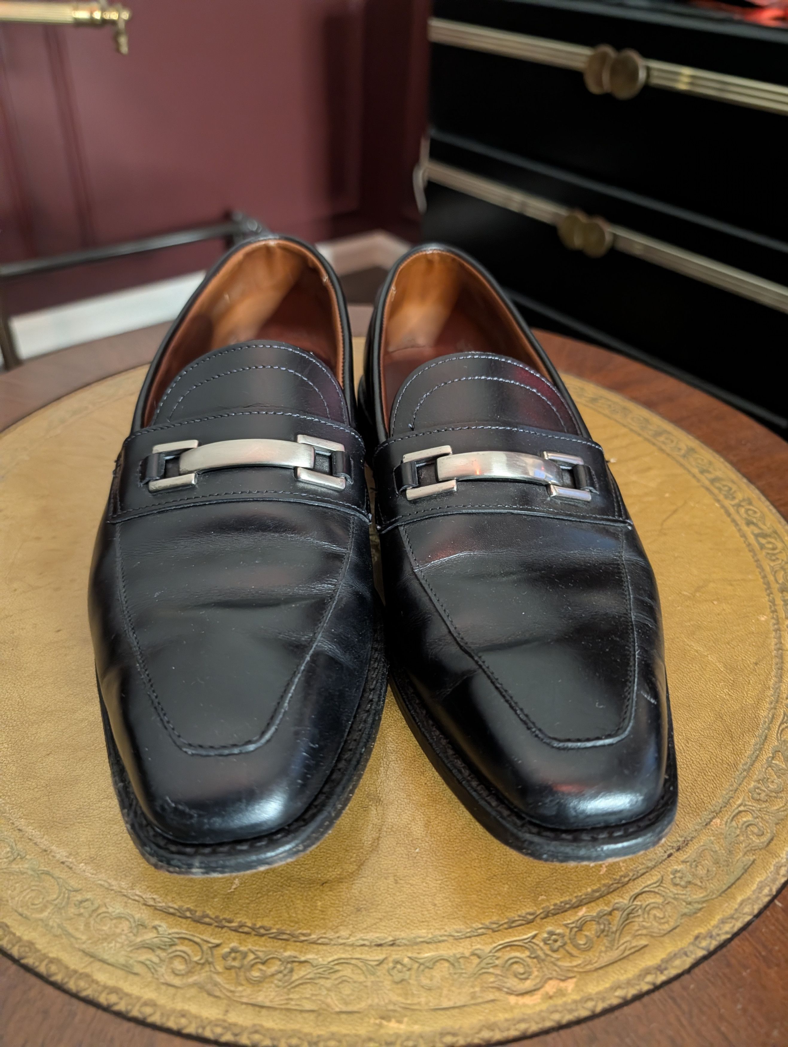 Allen Edmonds Black leather Pasadena slip-on MiUSA loafers metal detail Size US 9.5 / EU 42-43 - 2 Thumbnail
