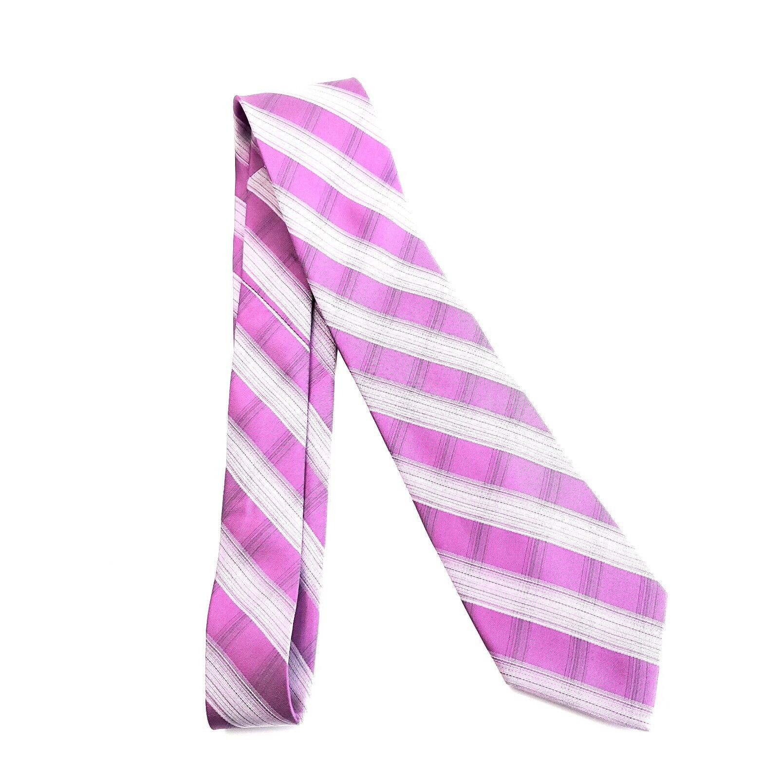 Calvin Klein Calvin Klein Pink Plaid Woven Silk Tie Size ONE SIZE - 6 Thumbnail