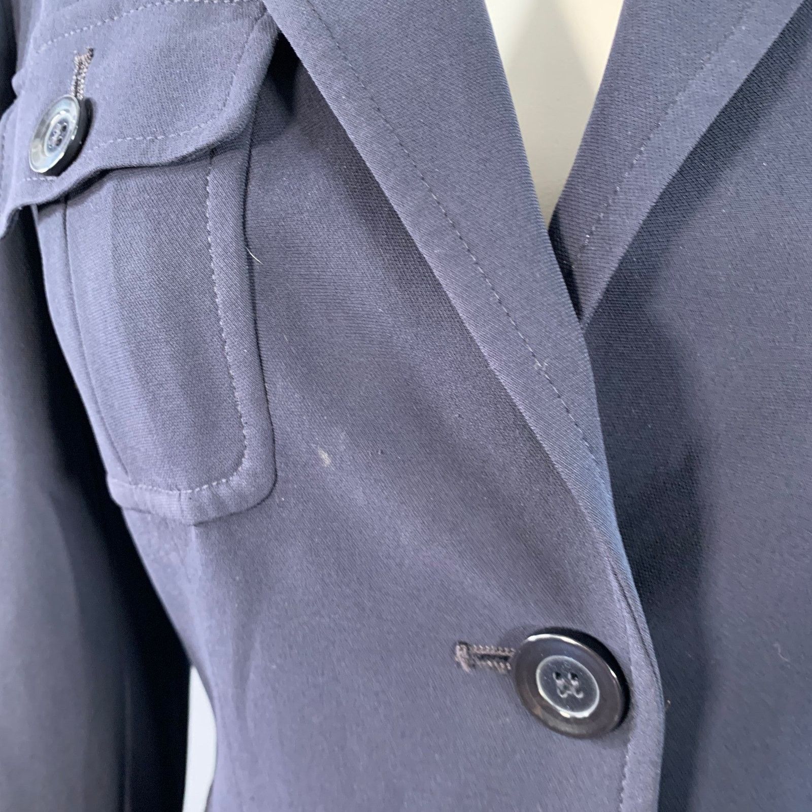 Max Mara 6 Navy Triacetate Blend Notch Lapel Jacket Blazer Size S / US 4 / IT 40 - 5 Thumbnail