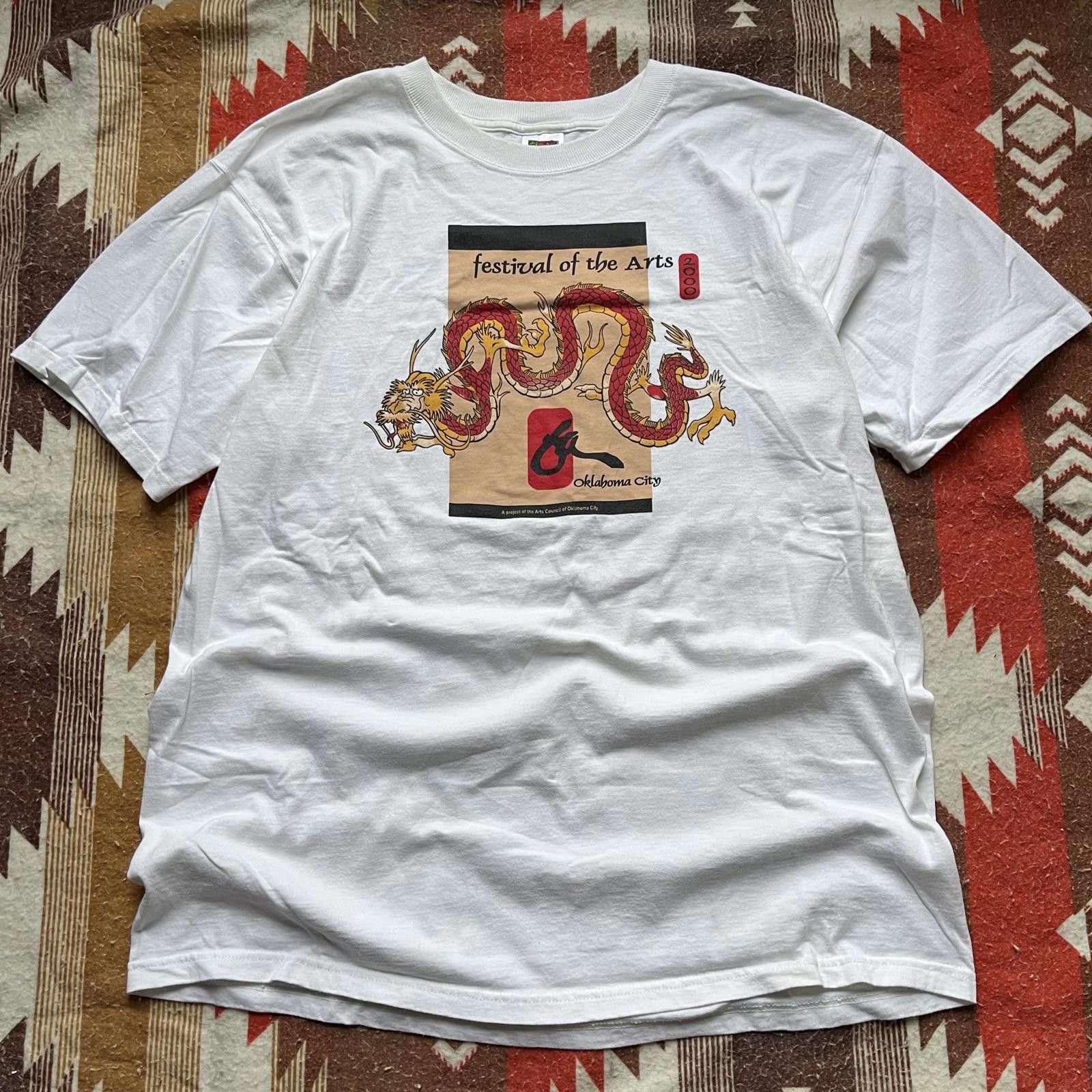 Fruit Of The Loom × Vintage Vintage 90s Y2K Chinese Dragon Art Festival Oklahoma Shirt Size US XL / EU 56 / 4 - 1 Thumbnail