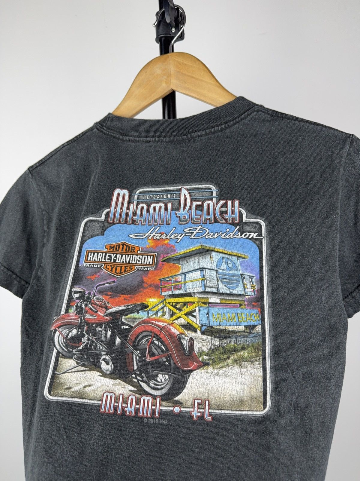 Harley Davidson Vintage 00s Harley-Davidson biker Miami Beach Graphic Tee Size XS / US 0-2 / IT 36-38 - 8 Thumbnail