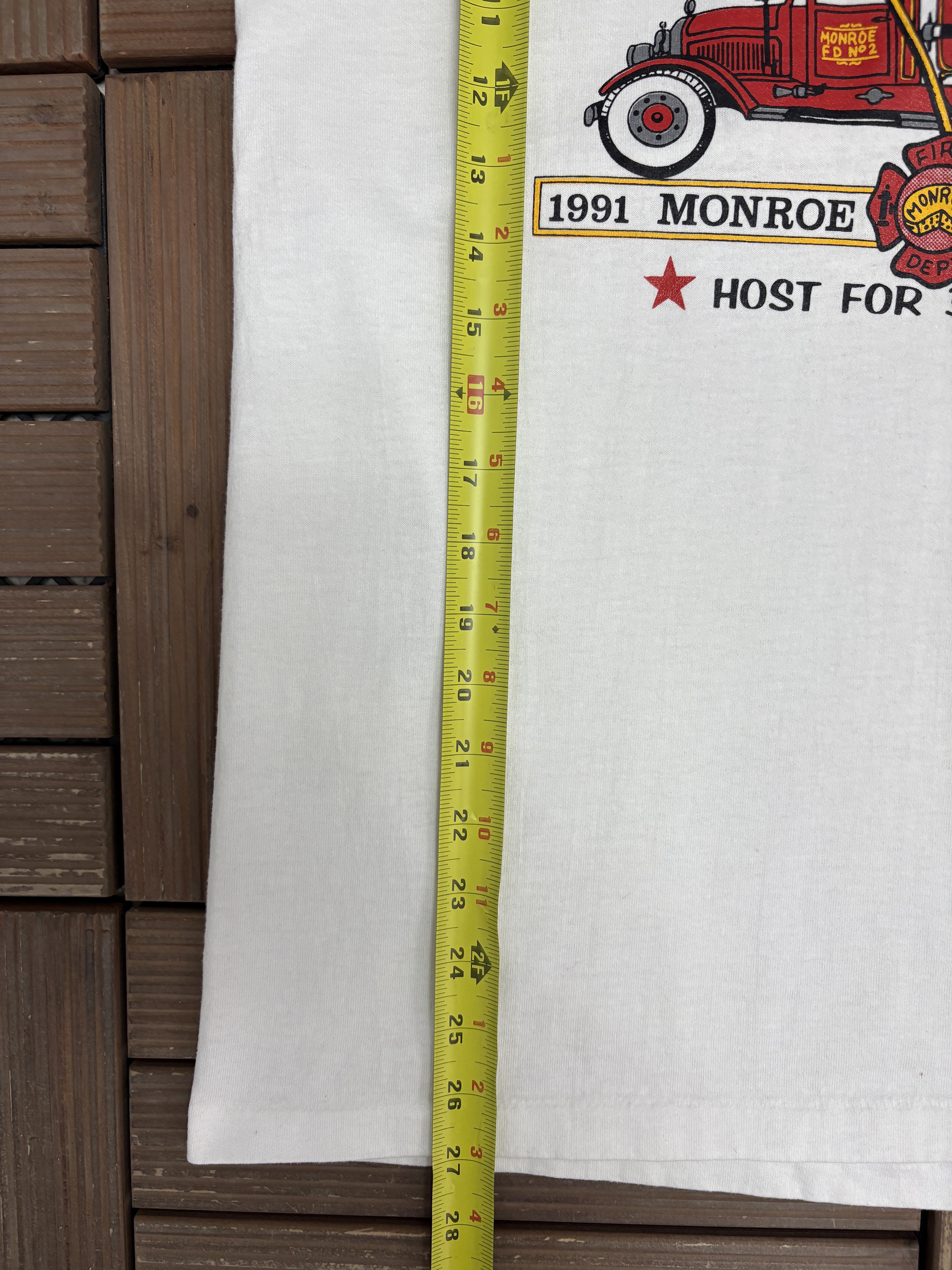 Vintage 1991 Monroe Fire School Vintage White T-Shirt Tee Size US L / EU 52-54 / 3 - 8 Thumbnail