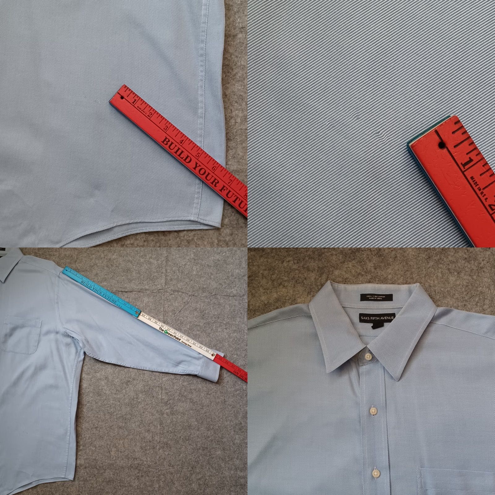 Saks Fifth Avenue Saks Fifth Avenue Shirt Mens 17 34/35 Blue Stripe Button Down 2 Ply Cotton Dress Shirt Slim Front Cuff Pattern Blue Stripe Mens Size US XL / EU 56 / 4 - 8 Thumbnail
