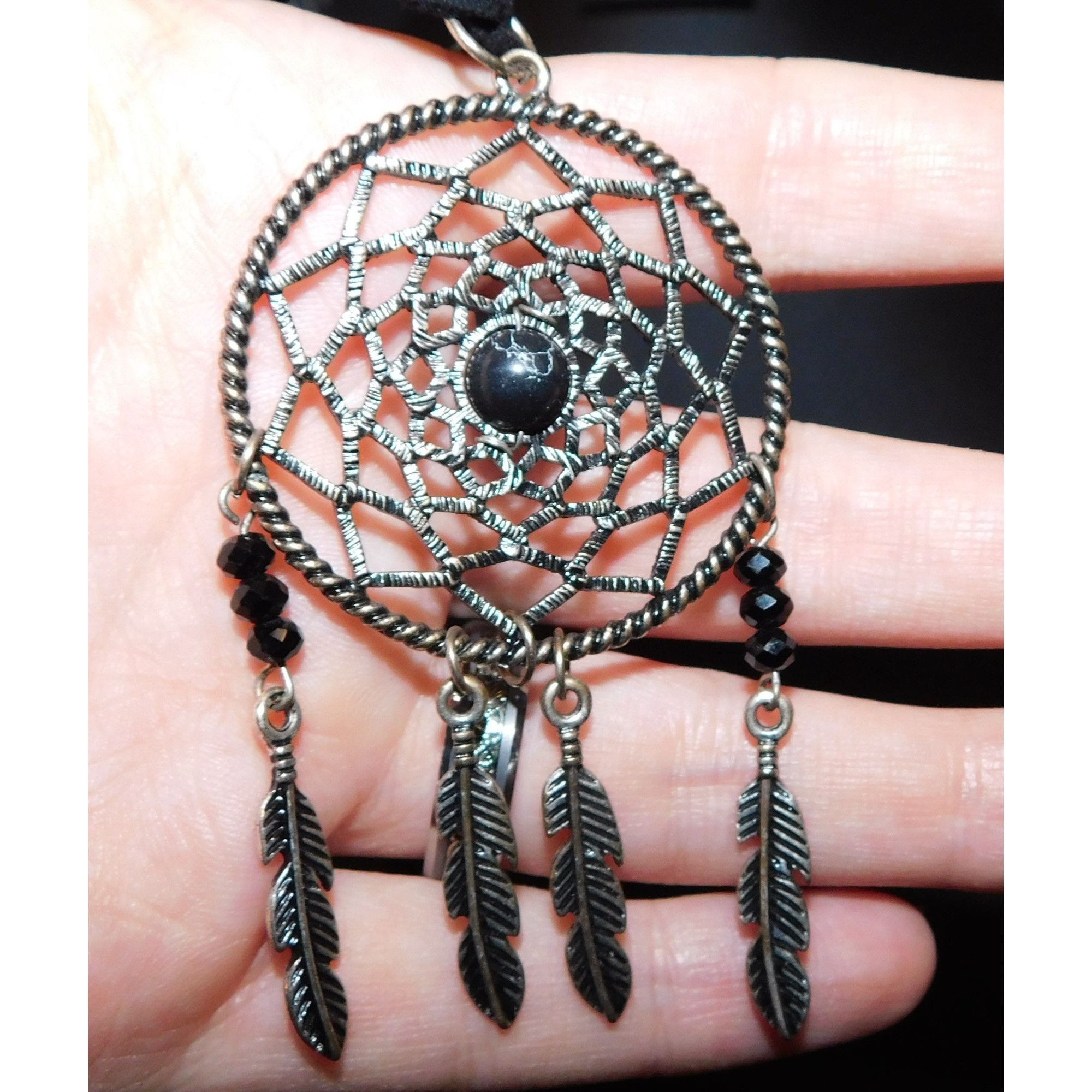 Other Whimsical Dreamcatcher Black And Silver Tone Necklace Size ONE SIZE - 2 Thumbnail