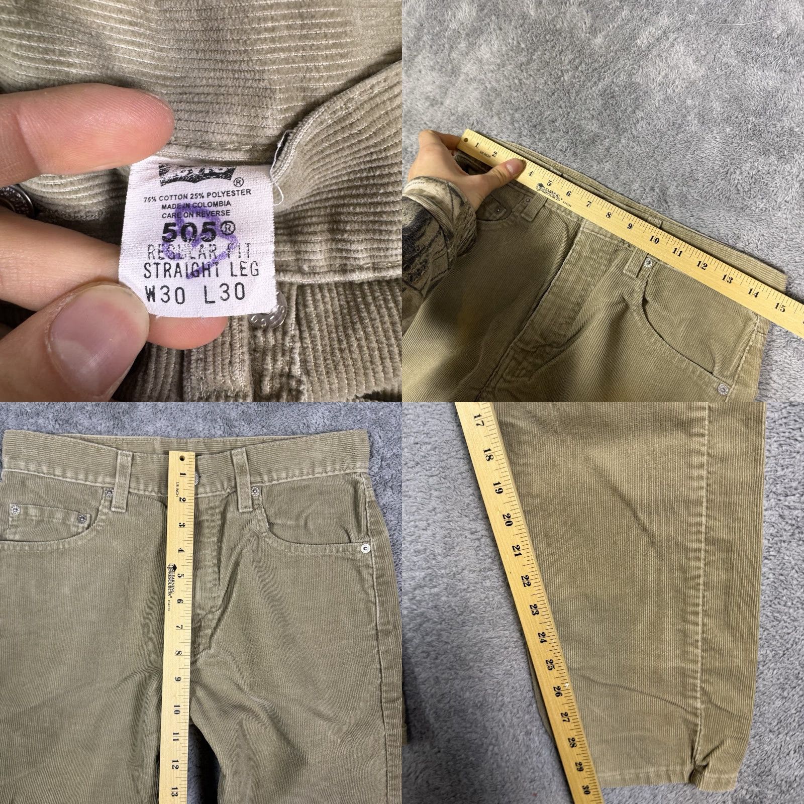 Vintage Vintage Levis 505 Corduroy Pants Men’s 30x30 Regular Straight 2000 Paper Tag Size US 30 / EU 46 - 8 Thumbnail