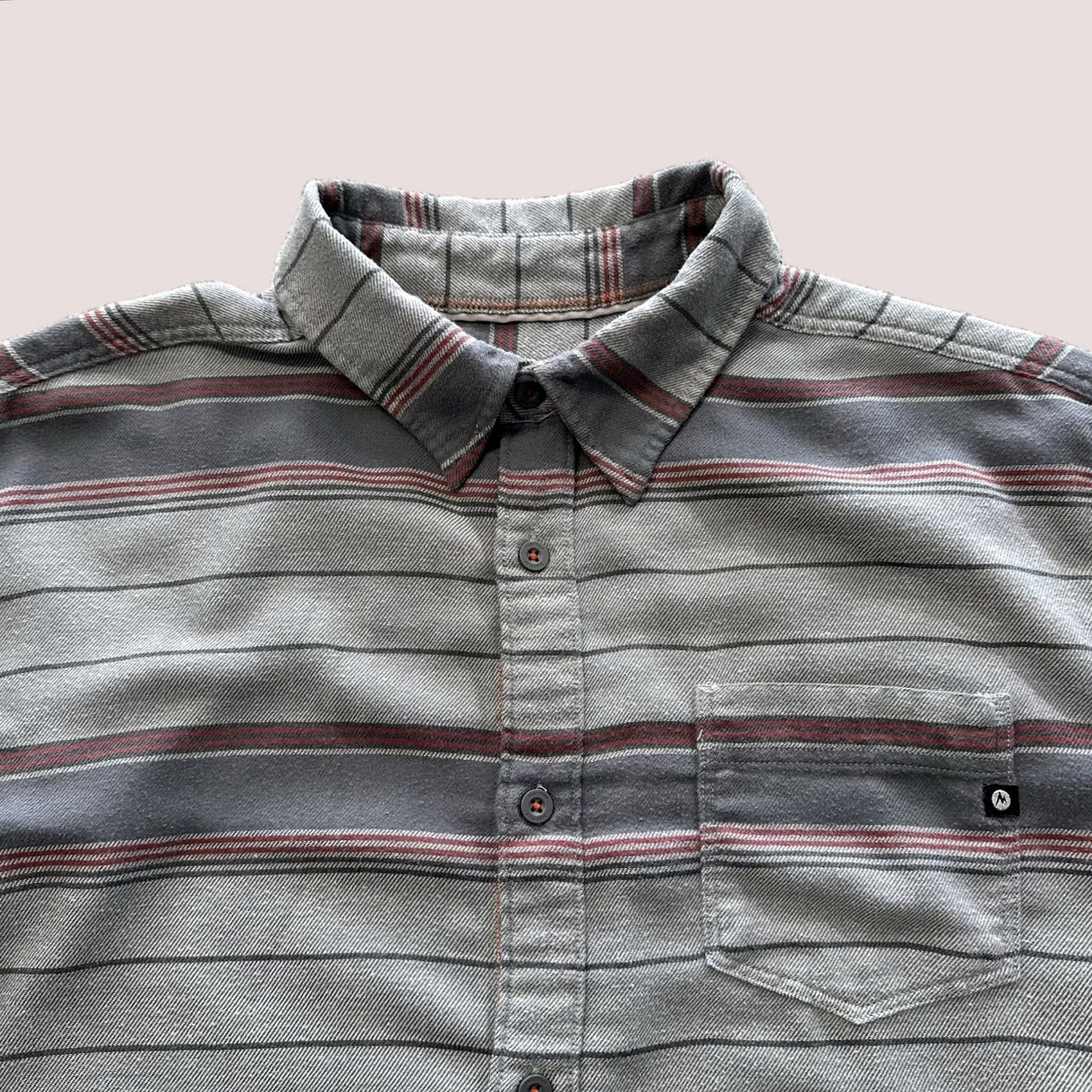Marmot Marmot Shirt Mens XL Long Sleeve Button-Up Gray Striped Flannel Midweight Cotton Polyester Size US XL / EU 56 / 4 - 1 Thumbnail