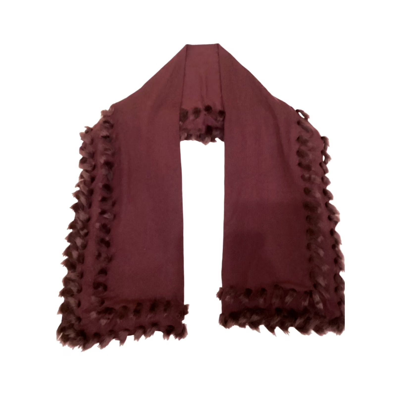 Vintage Chicos Scarf Wrap Womens One Size Deep Merlot BNWT Soft Wrap Fur Whip Stitch Winter Size ONE SIZE - 2 Thumbnail