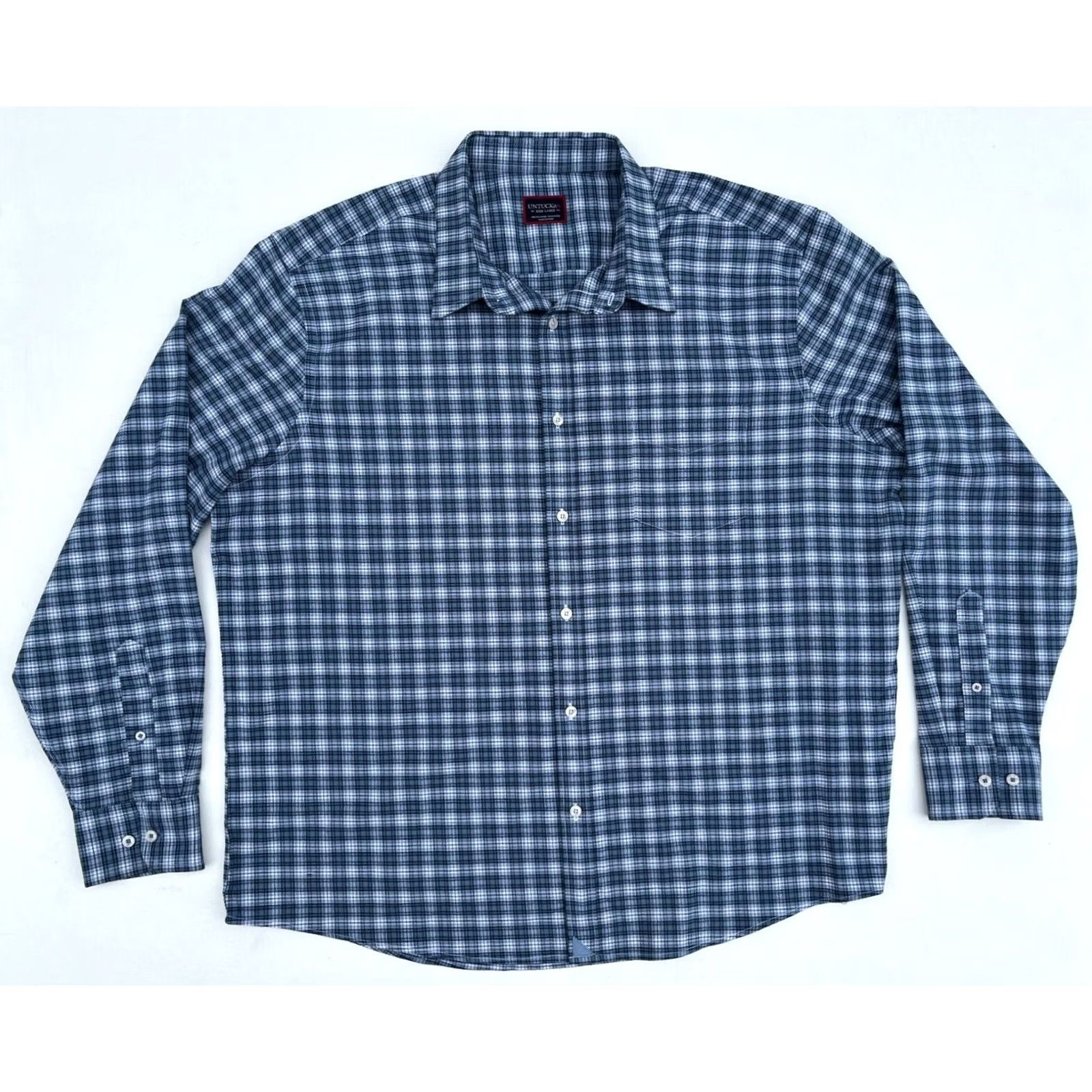 UNTUCKit UNTUCKit Dhais Button-Up Shirt Regular Fit 3XL Blue Plaid Long Sleeve Collared Button-Up Shirt Men Size US XXL / EU 58 / 5 - 2 Thumbnail