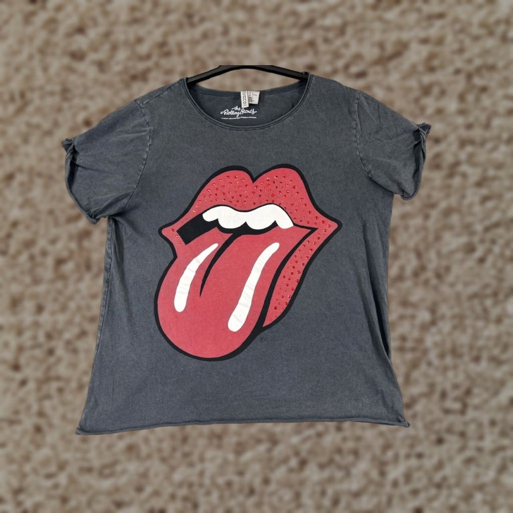 Vintage Rolling Stones Shirt Womens L Gray Polyester Blend Short Sleeve Round Neck T-Shirt Music Rock Casual Womens Size L / US 10 / IT 46 - 1 Thumbnail