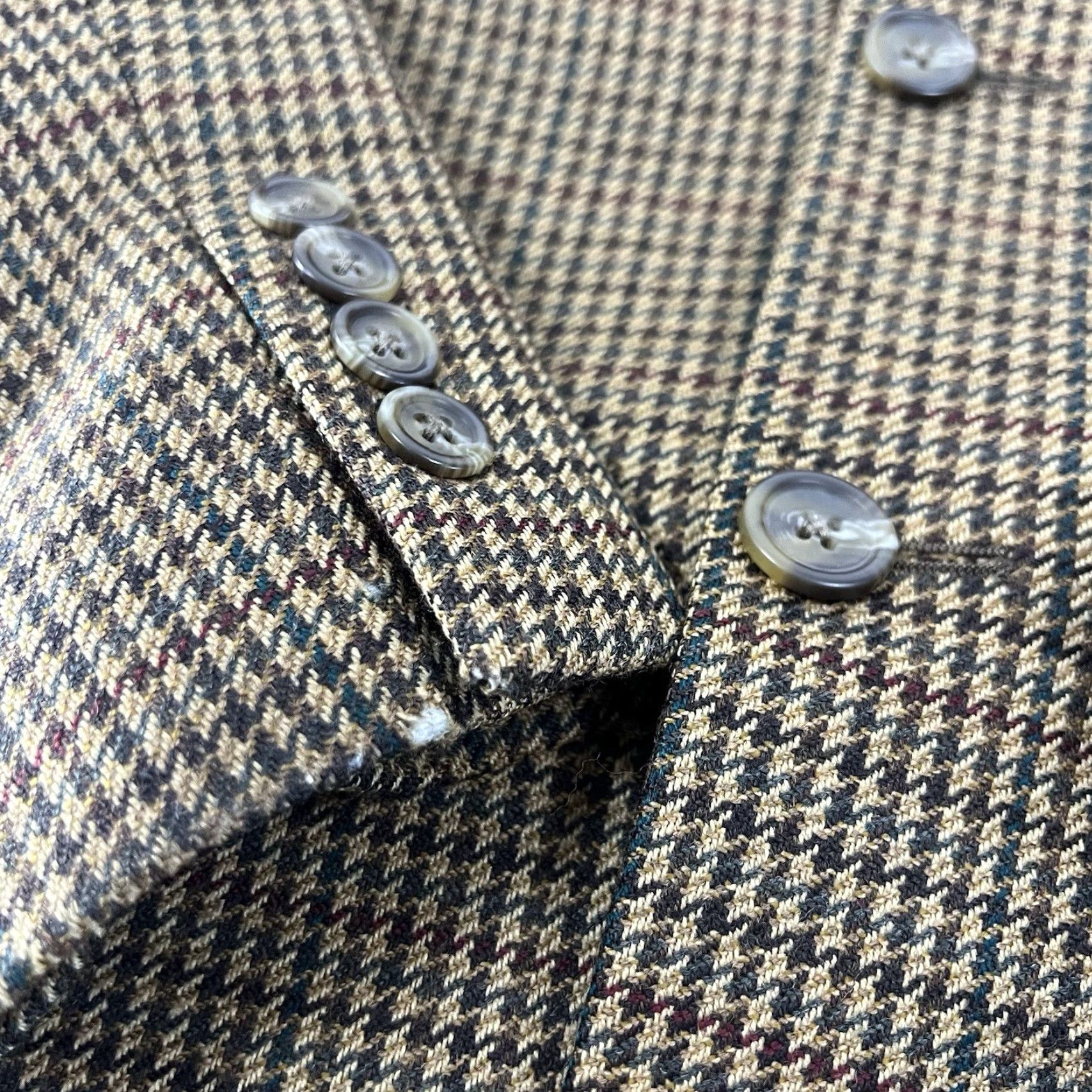 Ralph Lauren VTG Lauren Ralph Lauren Brown Houndstooth Lambswool Blend Blazer Sport Coat 44 Men Single-Breasted Notch Lapel 2 Piece 4-Button Dry Clean Only Wool Size 44R - 6 Thumbnail