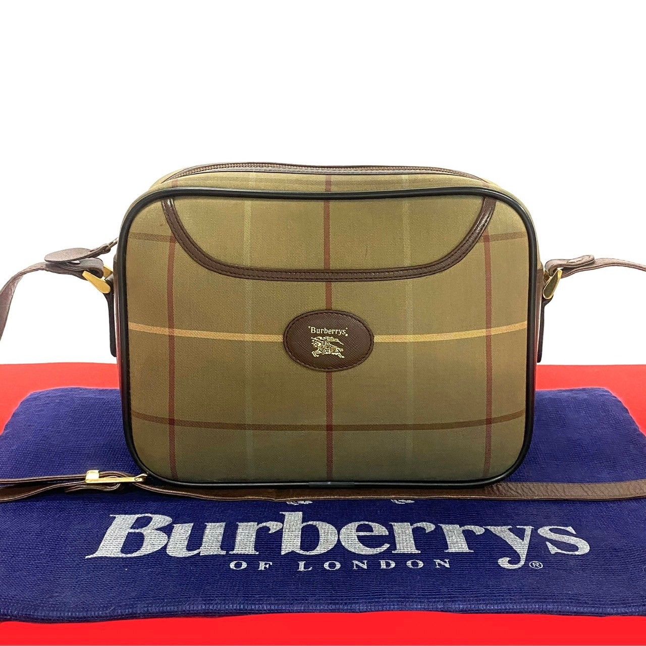 Burberry Burberry Burberrys Leather Canvas Shoulder Bag Leather Shoulder Bag DUTY FREE for USA Size ONE SIZE - 1 Thumbnail