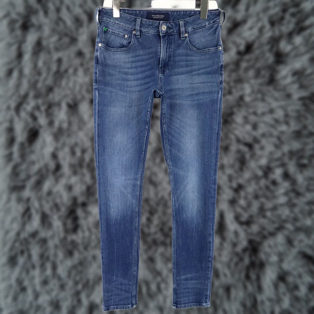 Scotch & Soda SCOTCH & SODA Skim Bi - Stretch Jeans Men's W29/L32 Slim Blue Whiskers Faded Zip Jeans Mens Slim W29/L32 Blue Zip Size US 29 - 1 Thumbnail