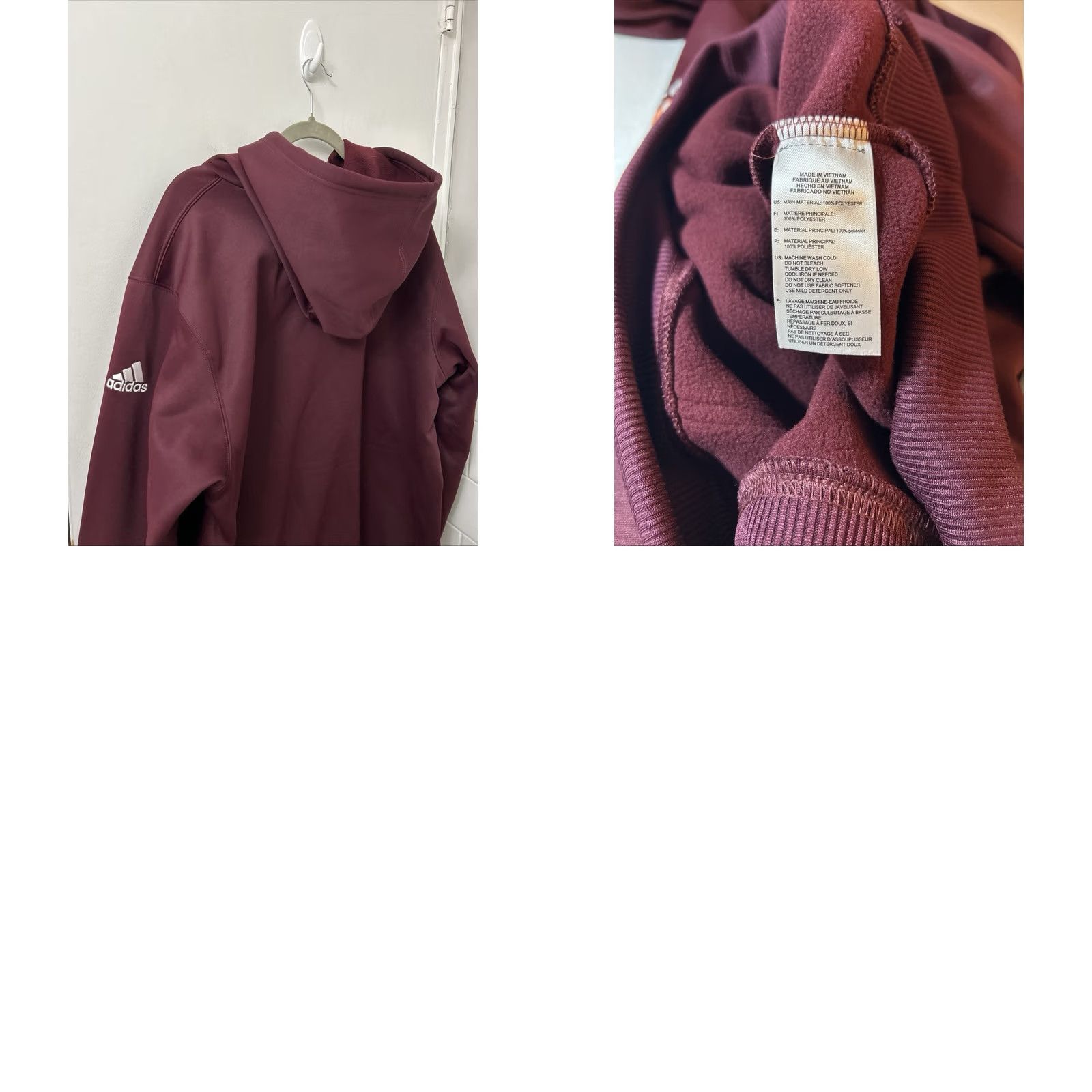 Adidas Adidas Hoodie Mens 2XL Maroon Fleece Lined Special Olympics Sweatshirt L/S NWT Size US XXL / EU 58 / 5 - 9 Thumbnail