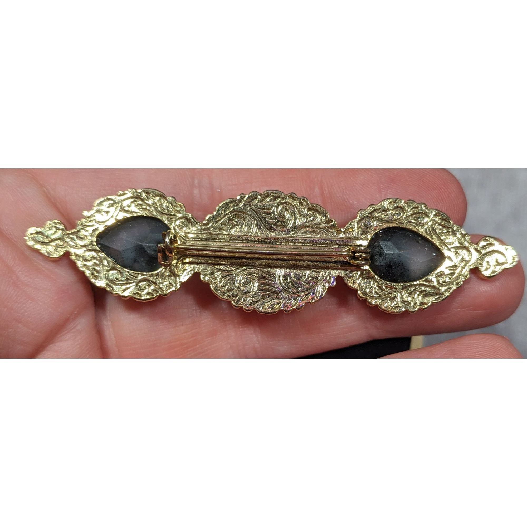Other Vintage Victorian Style Gold White And Black Gemmed Brooch Size ONE SIZE - 8 Thumbnail