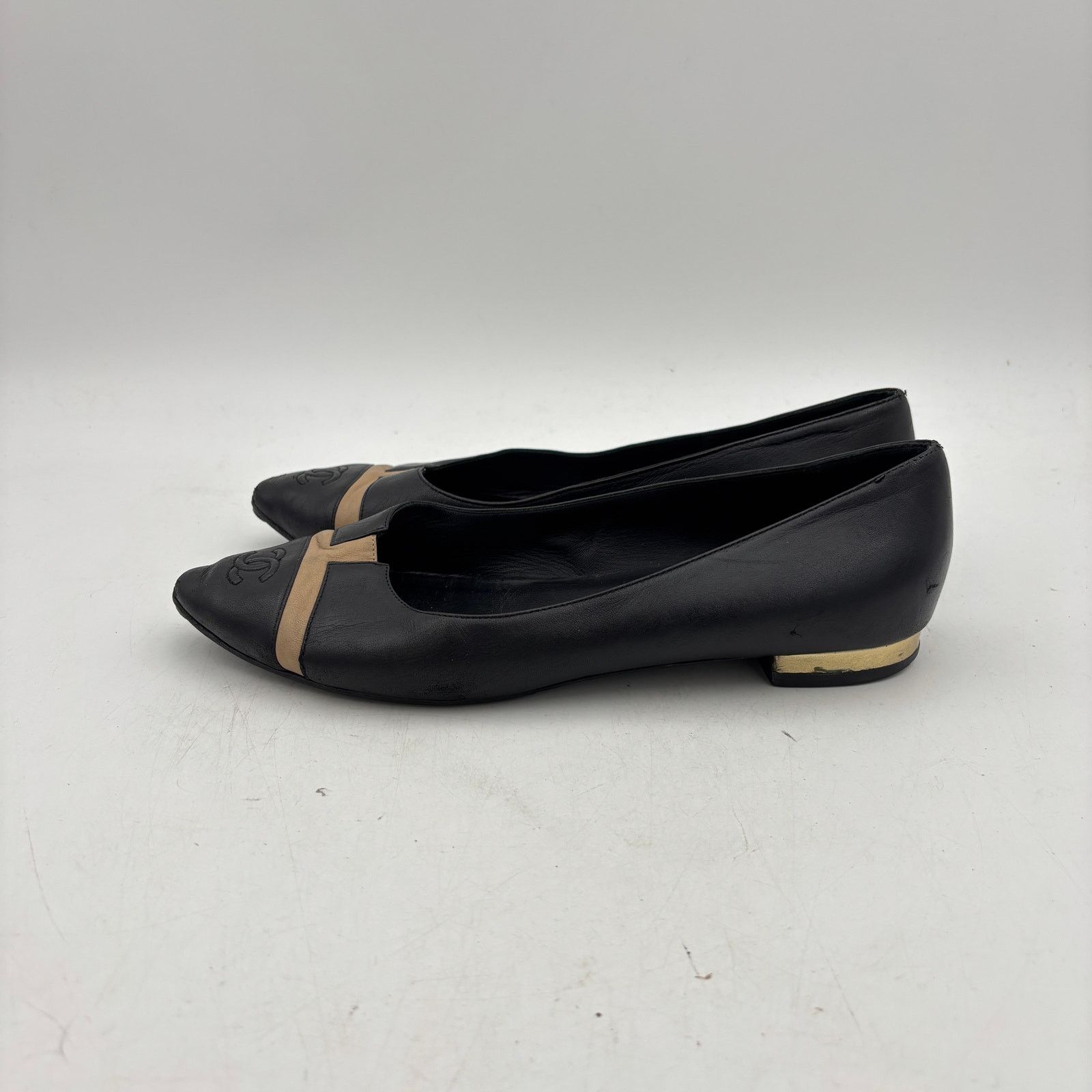 Chanel Chanel Point Toe CC Black Leather Ballet Flats Women's 41 Size US 10.5 / IT 40.5 - 5 Thumbnail