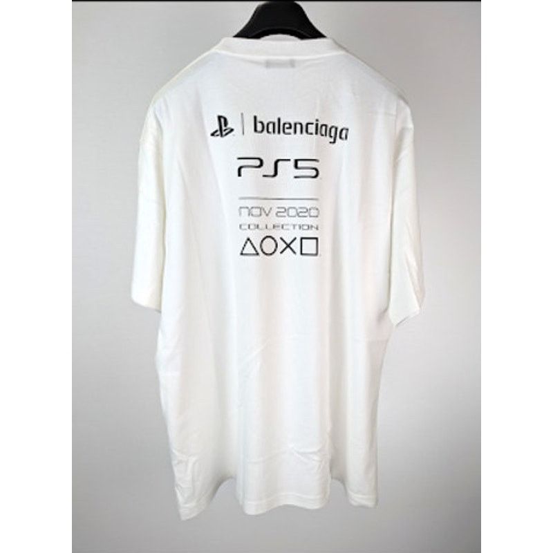 Balenciaga × Playstation o1rshd1 5 Boxy Logo T-Shirt in White / Black Size US XL / EU 56 / 4 - 1 Thumbnail
