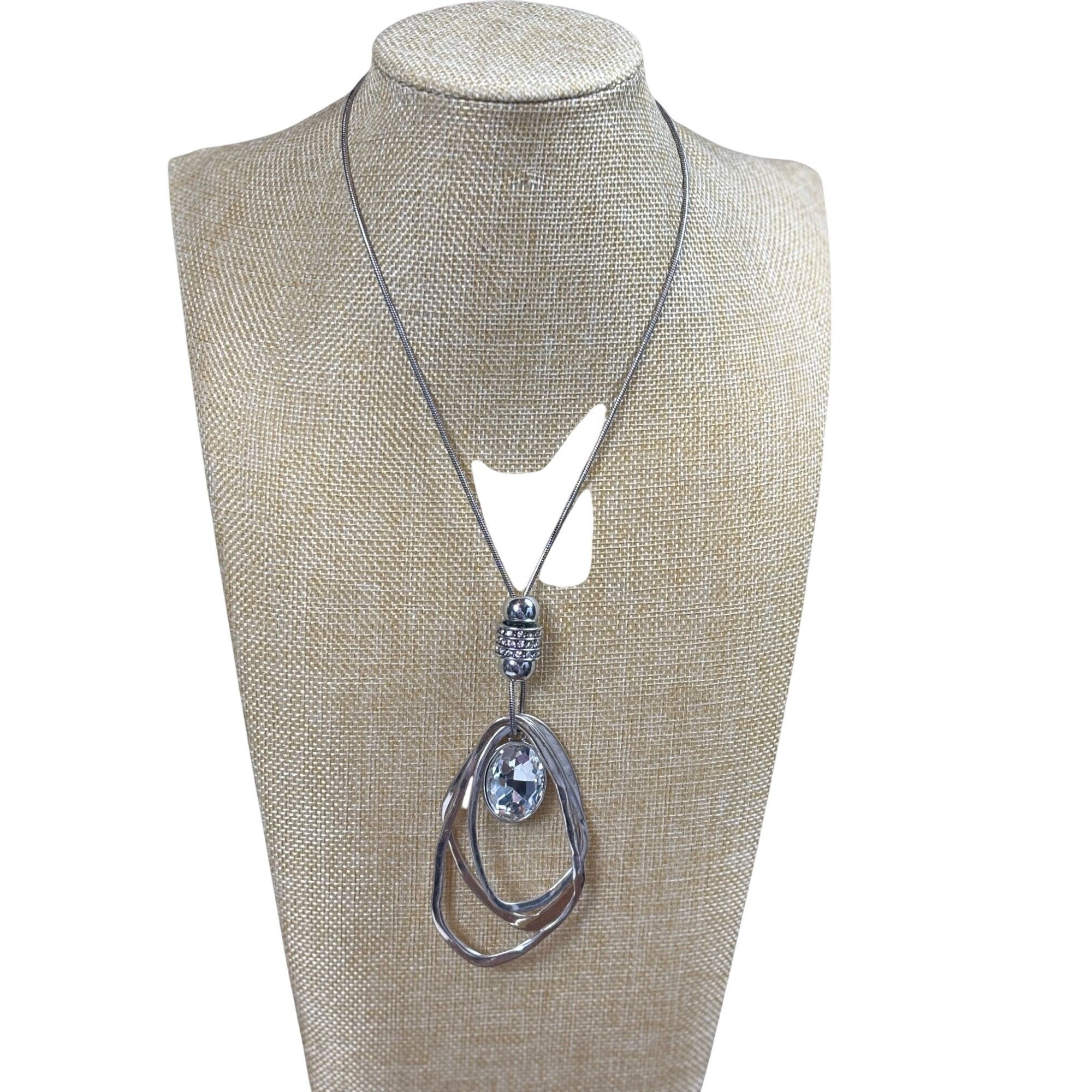 Other Silver-Tone Adjustable Necklace With Abstract Metal Loops & Size ONE SIZE - 3 Thumbnail