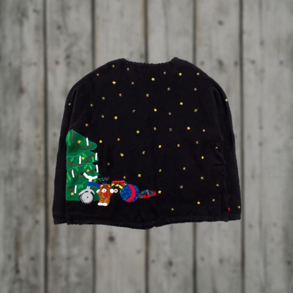 Vintage VINTAGE Designers Originals Black Cardigan 2X Ramie Cotton Ugly Christmas Santa 56" Chest Mens Womens Size XXL / US 16-18 / IT 52-54 - 1 Thumbnail