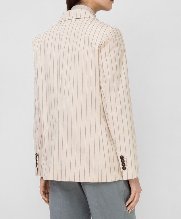 Brunello Cucinelli o1y0725 Blazer in Light Beige/Black Size L / US 10 / IT 46 - 3 Thumbnail