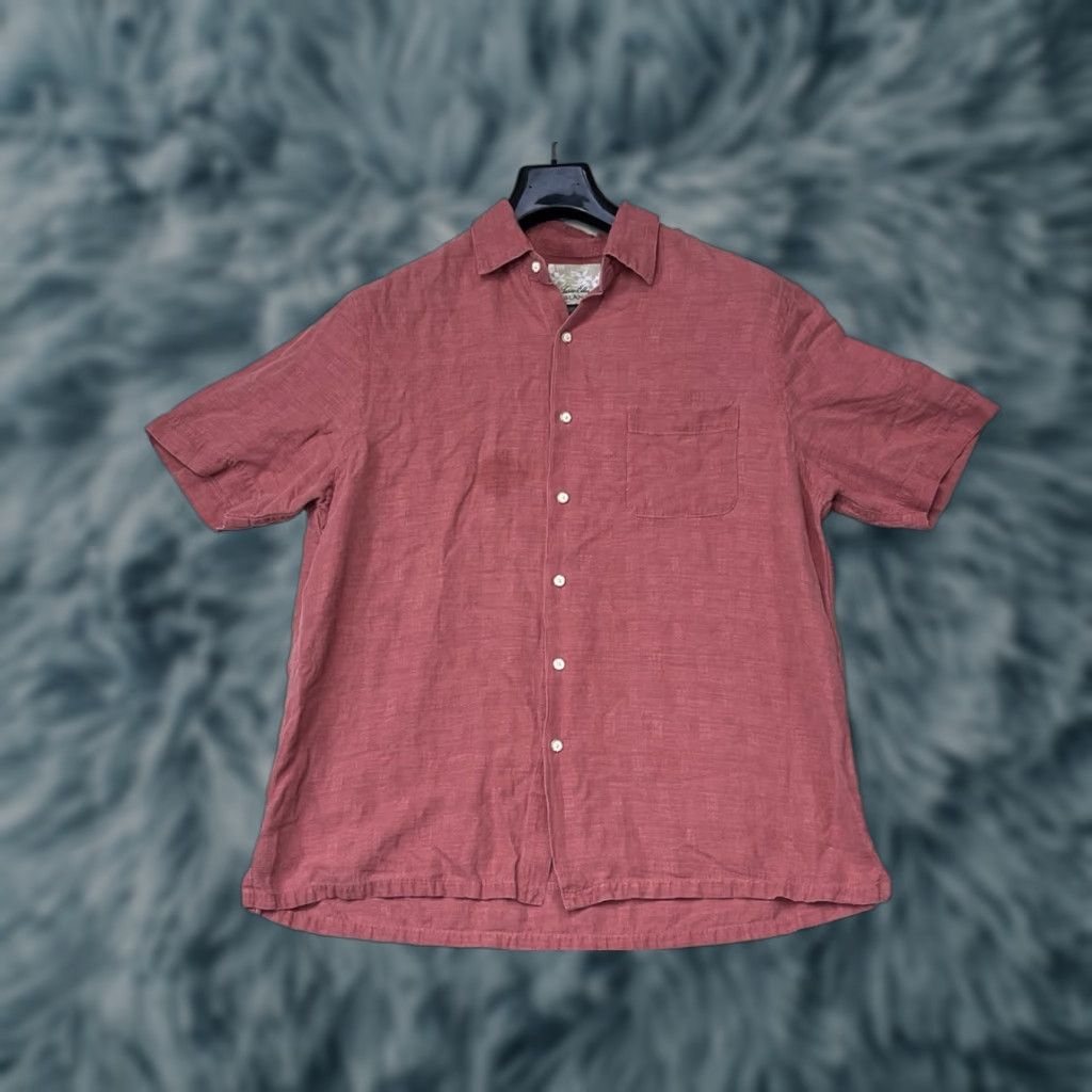 Tasso Elba Tasso Elba Shirt Men L Light Red Linen Silk Short Sleeve Button-Up Collared Regular Pockets 90s Dad Outdoor Theme Vintage No Size US L / EU 52-54 / 3 - 1 Thumbnail