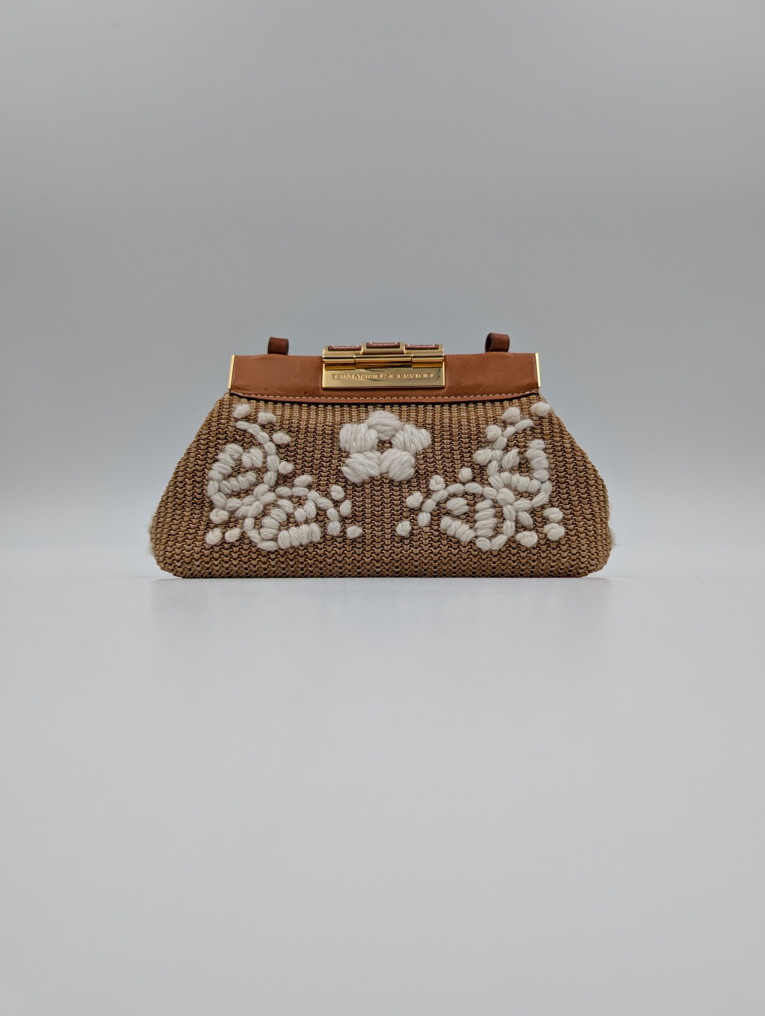 Ermanno Scervino Ermanno Scervino Light Brown Leather And Rattan Handbag Size ONE SIZE - 1 Thumbnail