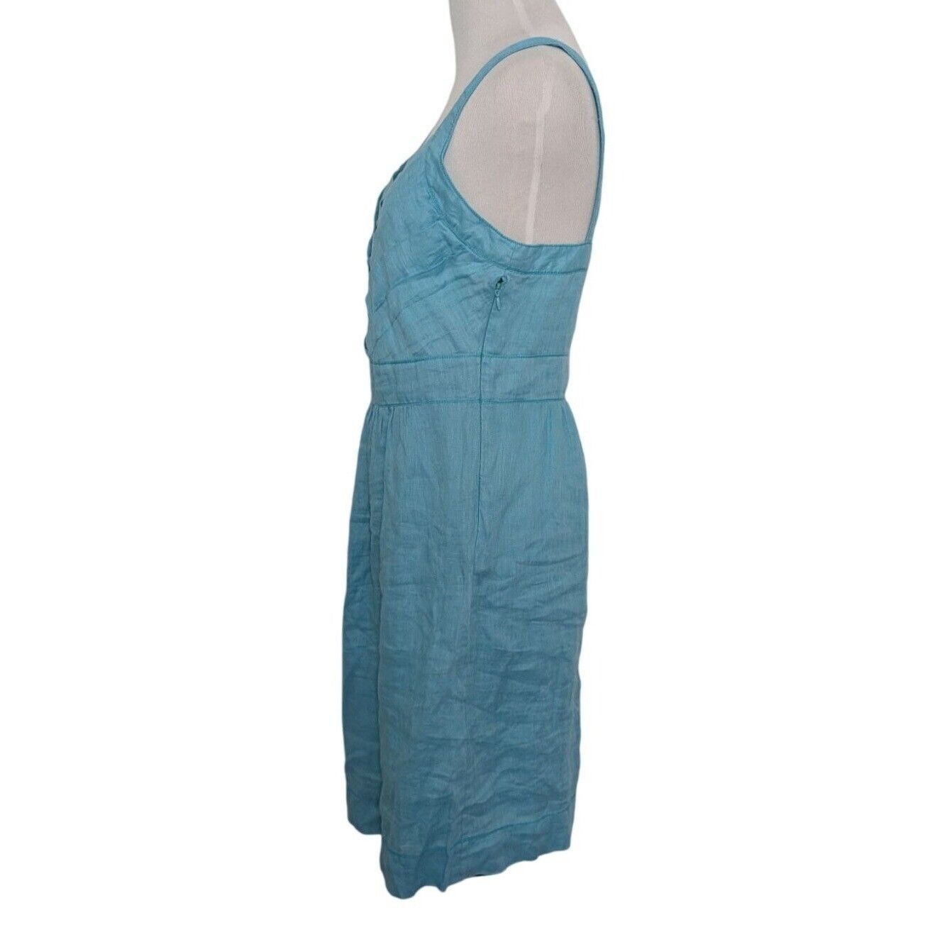 Designer Max Studio 100% Linen Dress Womens Size Medium Blue V Neck Size M / US 6-8 / IT 42-44 - 6 Thumbnail