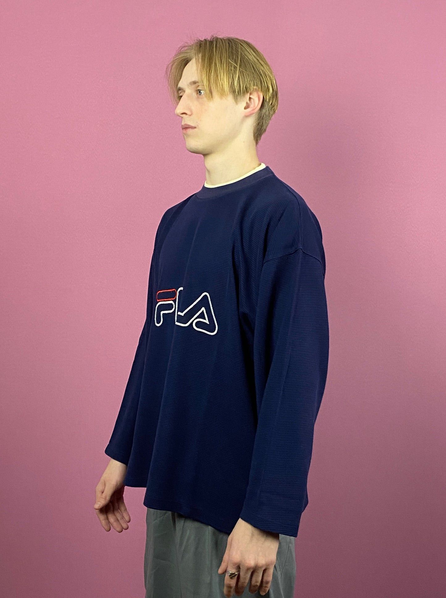 Fila × Vintage Fila Big Logo Vintage Men's Oversize Long Sleeve - S Size US S / EU 44-46 / 1 - 2 Thumbnail