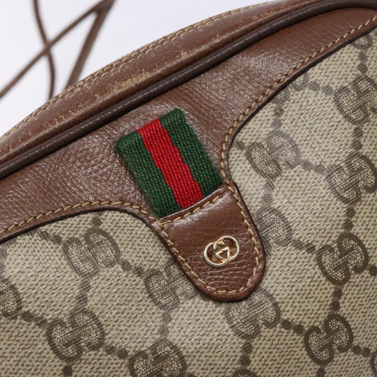 Gucci GUCCI GG Supreme Web Sherry Line Shoulder Bag Pvc Beige Gold Size ONE SIZE - 14 Thumbnail