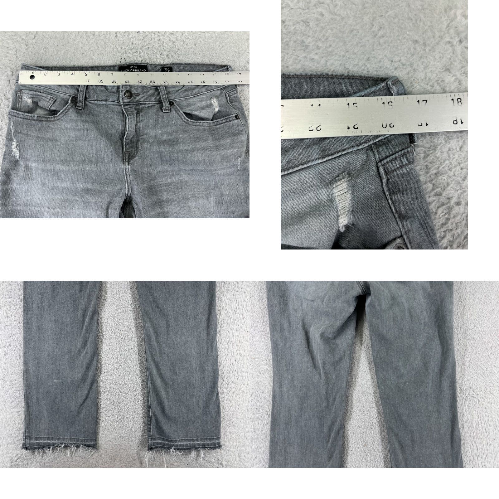 Lucky Brand Lucky Brand Jeans - Womens 12 Gray Denim 5-Pocket Regular Capri Distressed Mid Rise Size 34" / US 12 / IT 48 - 9 Thumbnail